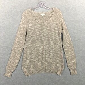 Mudd Jr. Large Lightweight Ribbed Tunic Sweater Beige Oatmeal Slim Fit V-Neck